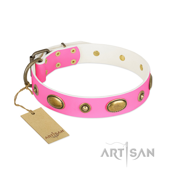Easy wearing full grain genuine leather collar for your doggie