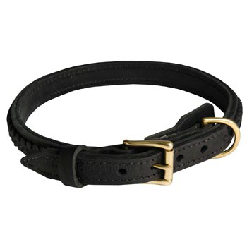 Amstaff Leather Braided Collar with Solid Hardware