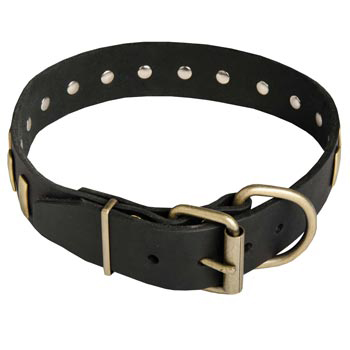 Unique Design Leather Dog Collar with Adjustable Buckle for   Amstaff