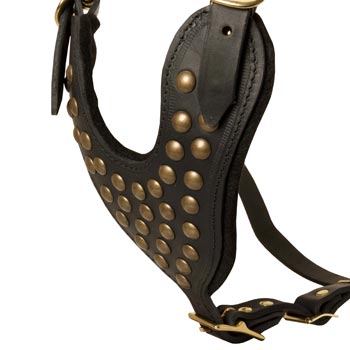 Studded Black Leather CHest Plate for Amstaff Comfort
