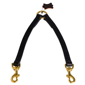 Leather Coupler for 2 Amstaff Dogs Control