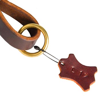 Leather Pull Tab for Amstaff with O-ring for Leash Attachment