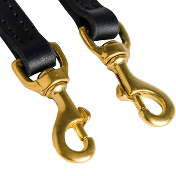 Leather Leash for Amstaff with Rust Resistant Snap Hooks