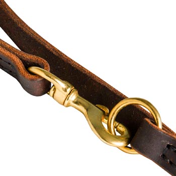 Amstaff Leather Leash with Brass Snap Hook and O-ring