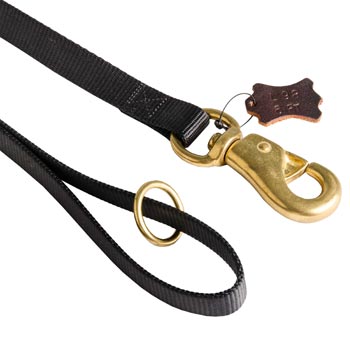 Amstaff Nylon Leash with Brass O-ring and Snap Hook